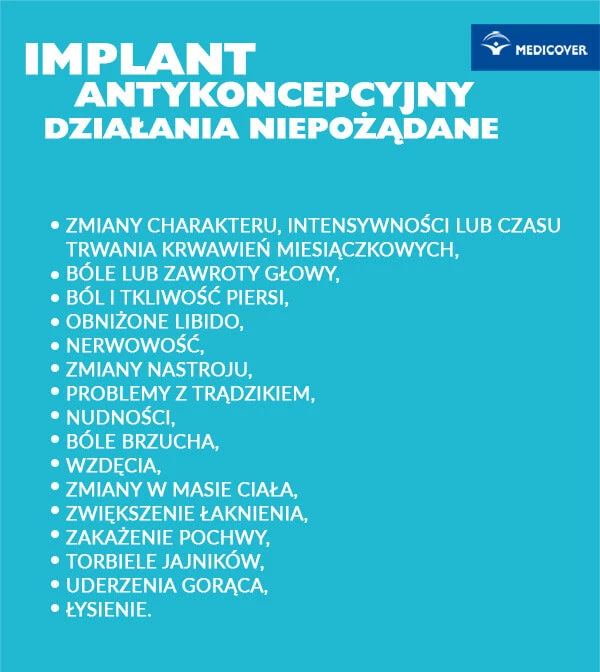 Implant antykoncepcyjny skutki uboczne.