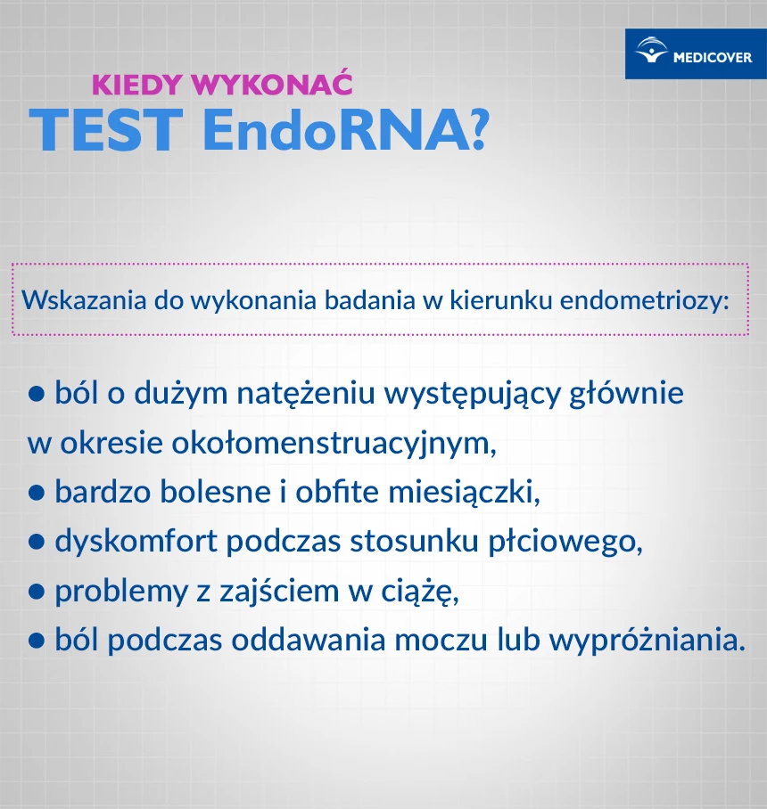 Małoinwazyjny test na endometriozę EndoRNA - wskazania do wykonania. 