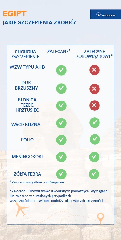 Szczepienia przed wyjazdem do Egiptu - infografika.