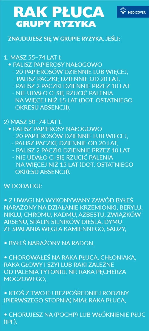 Jakie są grupy zwiększonego ryzyka zachorowania na raka płuc?