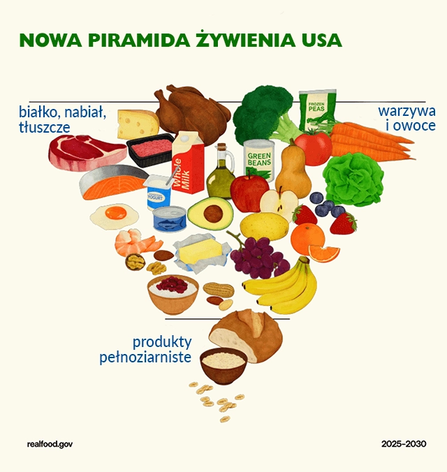 Odwrócona piramida żywienia USA w 2026 roku.