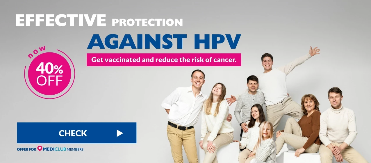 40% discount with Mediclub for hpv vaccination