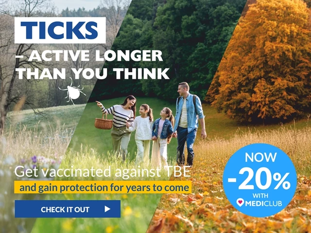  Ticks active longer than you think 20% discount on TBE vaccination at MediClub