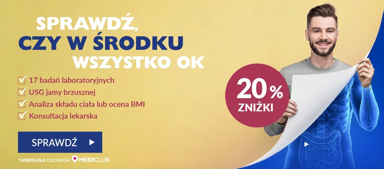 20% zniżki na pakiet badań zdrowy mężczyzna 17 badań laboratoryjnych,  USG jamy brzusznej, pomiary i analiza BMI, konsultacja lekarza