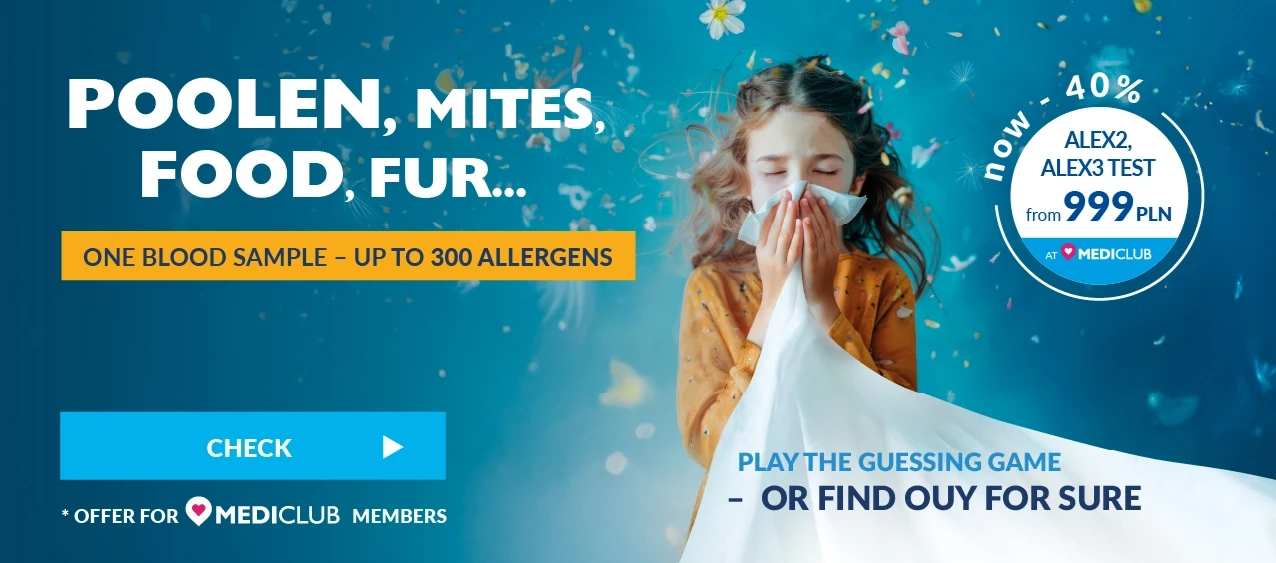 40% discount with Mediclub on tezt Alex 2 and Alex 3 - check up to 300 allergens with one download