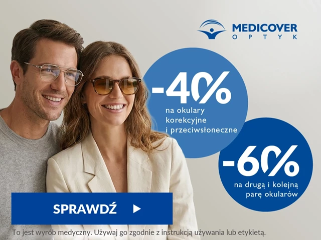 Medicover Optyk 40% zniżki na okulary korekcyjne i przeciwsłoneczne, 60% na drugą parę