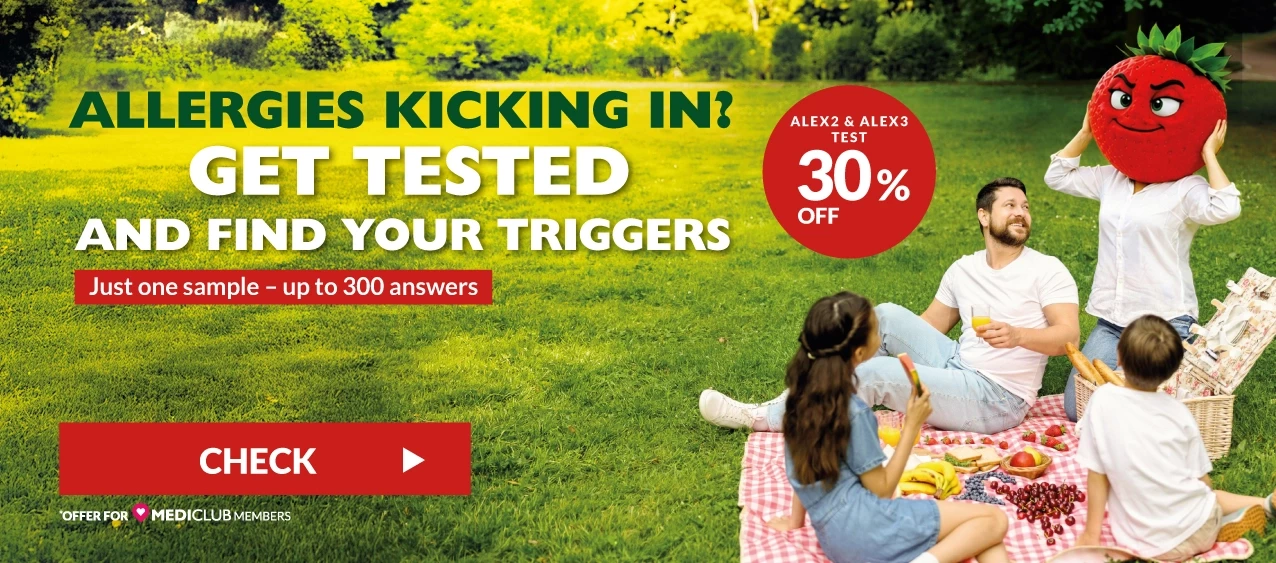 Allergies kicking in? Get tested and find your triggers. Alex2 & Alex3 tests - 30% off